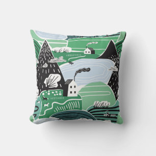 Hand drawn abstract scandinavian graphic illustrat throw pillow
