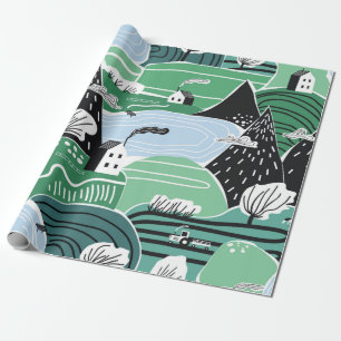 Hand drawn abstract scandinavian graphic illustrat wrapping paper