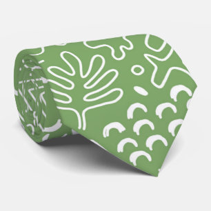 Hand drawn abstract shapes green pattern tie