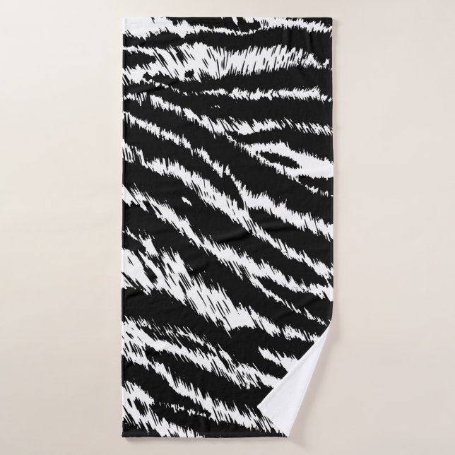 Hand Drawn Abstract Two Colours Zebra Stripes Repe Bath Towel (Bath Towel)