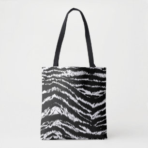 Hand Drawn Abstract Two Colours Zebra Stripes Repe Tote Bag