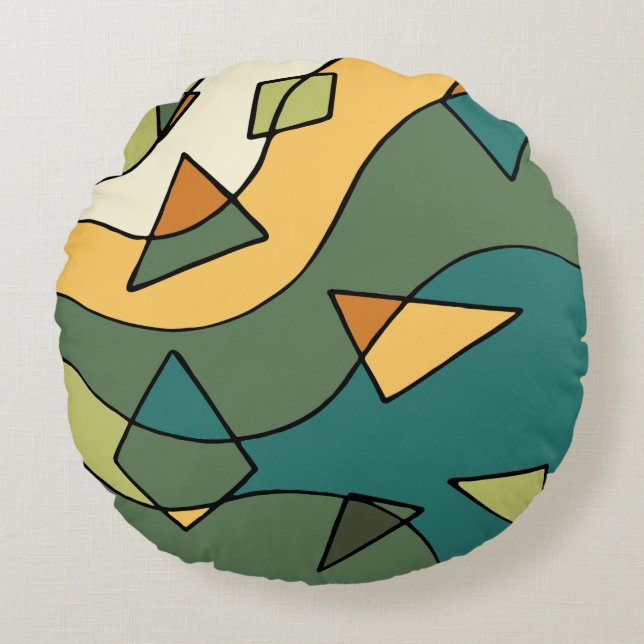 Hand drawn abstract vintage design    round pillow (Front)