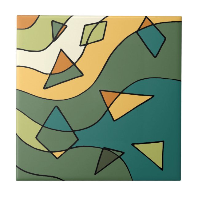 Hand drawn abstract vintage design    tile (Front)