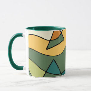 Hand drawn abstract vintage design tote bag mug