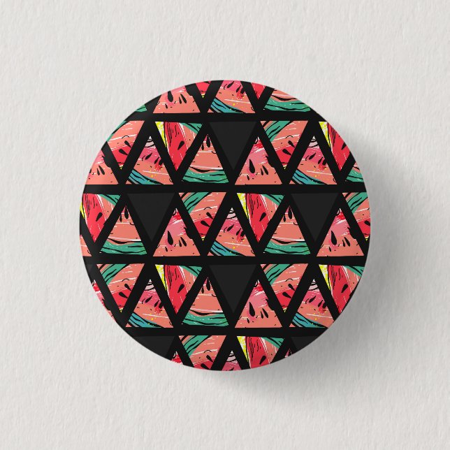 Hand Drawn Abstract Watermelon Pattern 1 Inch Round Button (Front)