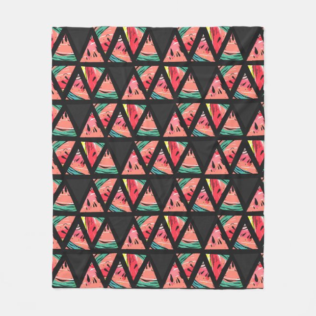 Hand Drawn Abstract Watermelon Pattern Fleece Blanket (Front)