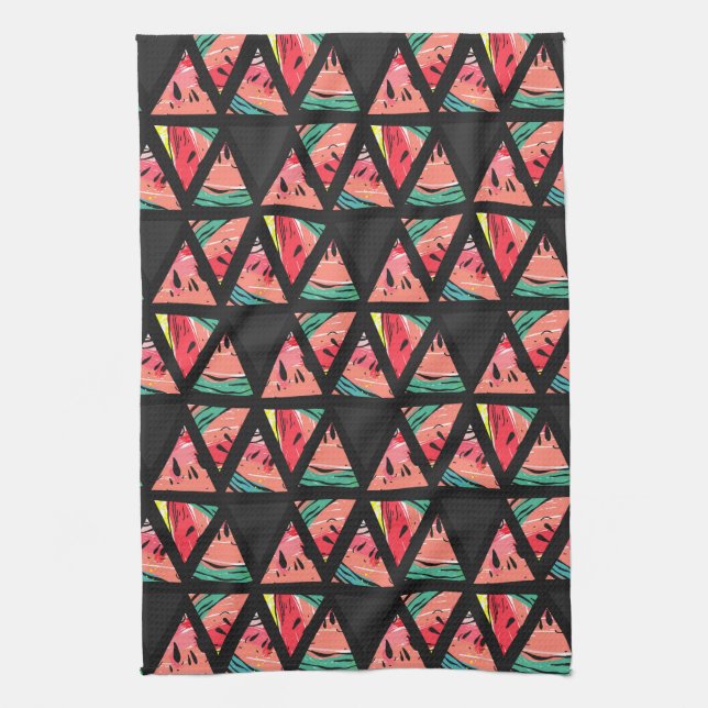 Hand Drawn Abstract Watermelon Pattern Kitchen Towel (Vertical)