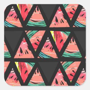 Hand Drawn Abstract Watermelon Pattern Square Sticker