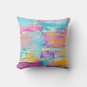Hand drawn acrylic painting. Abstract art backgrou Throw Pillow