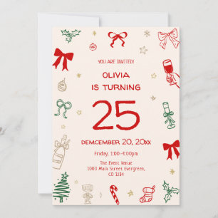 Hand Drawn Adult Christmas Party  Invitation