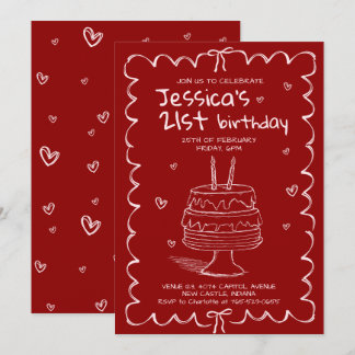Hand Drawn Adult Scribble Birthday  Invitation