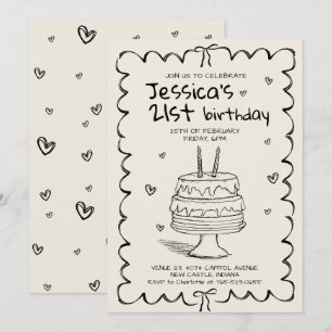 Hand Drawn Adult Scribble Birthday  Invitation