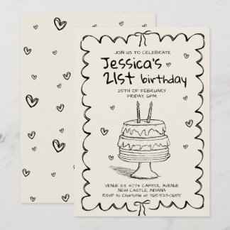 Hand Drawn Adult Scribble Birthday  Invitation