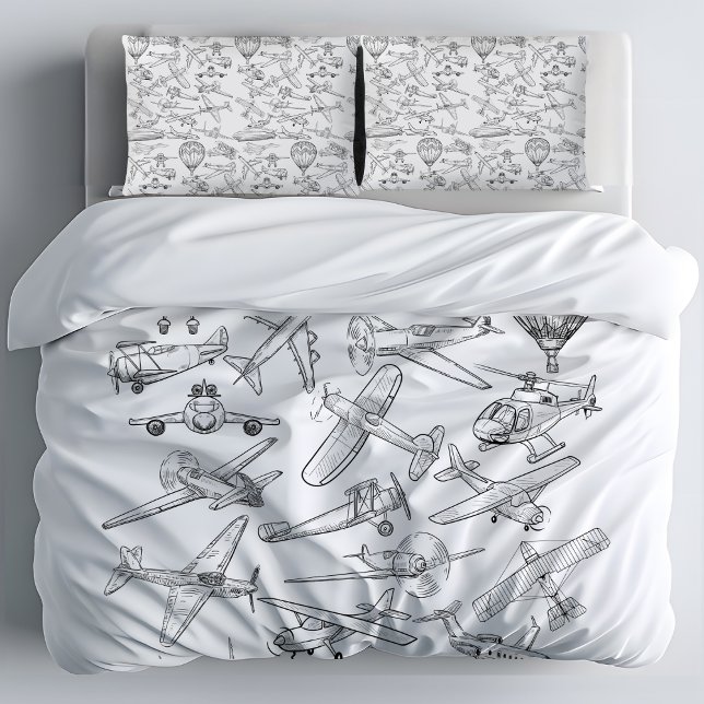 Hand drawn Airplanes Aviation Pilot Aviator Fun Pillowcase (Creator Uploaded)