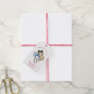 Hand-Drawn Alice Blue Dress Birthday Gift Tag