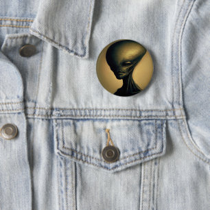 Hand Drawn Alien Portrait  2 Inch Round Button