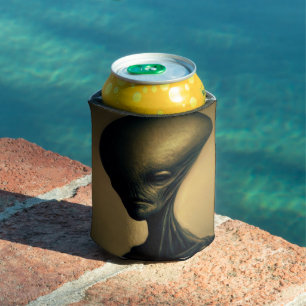 Hand Drawn Alien Portrait  Can Cooler