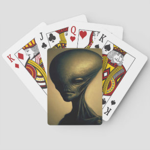 Hand Drawn Alien Portrait Playing Cards
