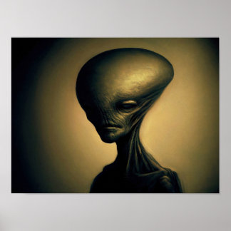 Hand Drawn Alien Portrait Poster