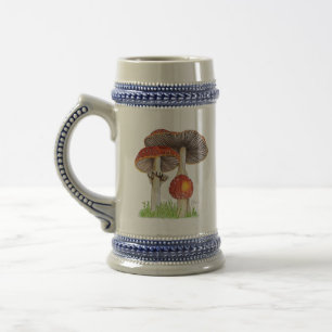 Hand Drawn Amanita Muscaria  Beer Stein