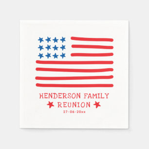 Hand Drawn American Flag - Family Reunion Napkin
