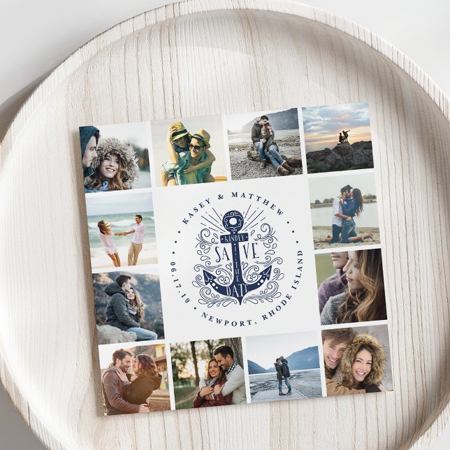 Hand Drawn Anchor | Photo Collage Save the Date (Creator Uploaded)
