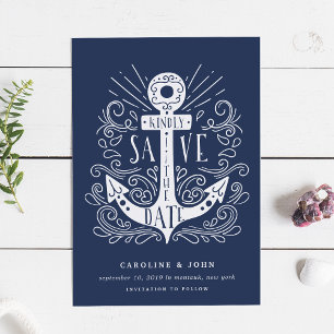 Hand Drawn Anchor Save the Date Card