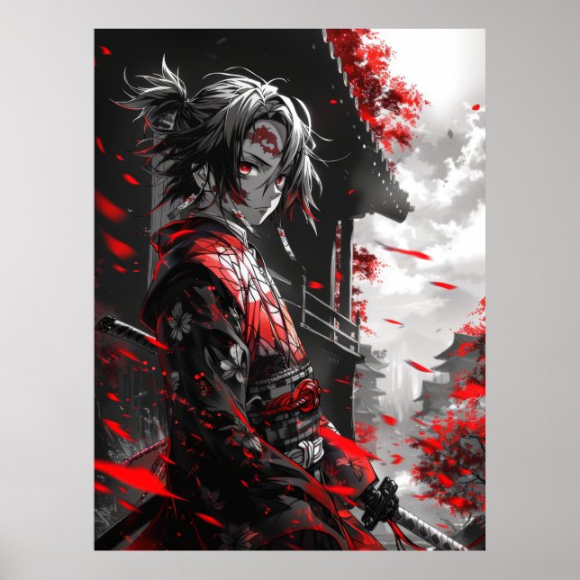 Hand Drawn Anime Minimalistic Demon Slayer Poster (Front)