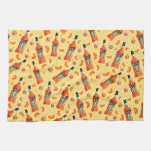Hand Drawn Aperol Spritz Cocktail Hour Tea Towel