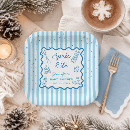 Hand Drawn Apres Ski Personalized Baby Shower Paper Plate