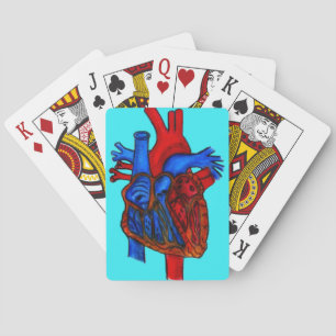 Hand Drawn Aqua Anatomical Heart Playing Cards