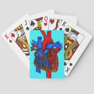 Hand Drawn Aqua Anatomical Heart Playing Cards