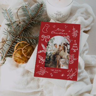 Hand Drawn Arch Photo Christmas Card