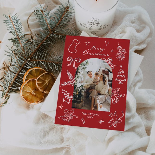 Hand Drawn Arch Photo Christmas Card (Creator Uploaded)