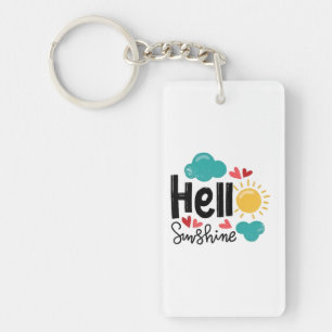 Hand Drawn Art - Hello Sunshine Text Keychain