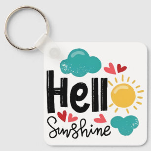 Hand Drawn Art - Hello Sunshine Text Keychain