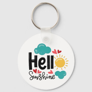 Hand Drawn Art - Hello Sunshine Text Keychain