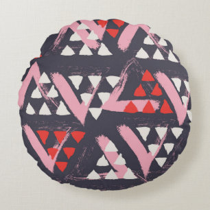 Hand-Drawn Artistic Pattern Display Round Pillow