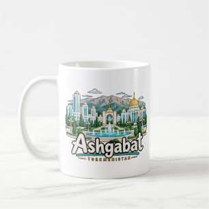 Hand Drawn Ashgabat Turkmenistan Travel Art Coffee Mug