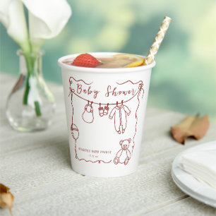 Hand drawn baby clothes baby shower paper cups