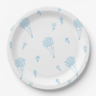 Hand Drawn Baby in Bloom Farmer Market Baby Shower Paper Plate