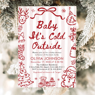 Hand Drawn Baby It's Cold Outside Baby Shower Invitation