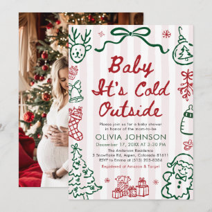 Hand Drawn Baby It's Cold Outside Baby Shower Invitation
