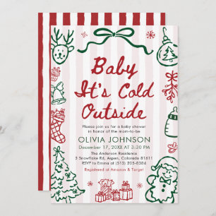 Hand Drawn Baby It's Cold Outside Baby Shower Invitation