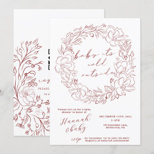 hand drawn Baby It's Cold Outside Shower QR code Invitation