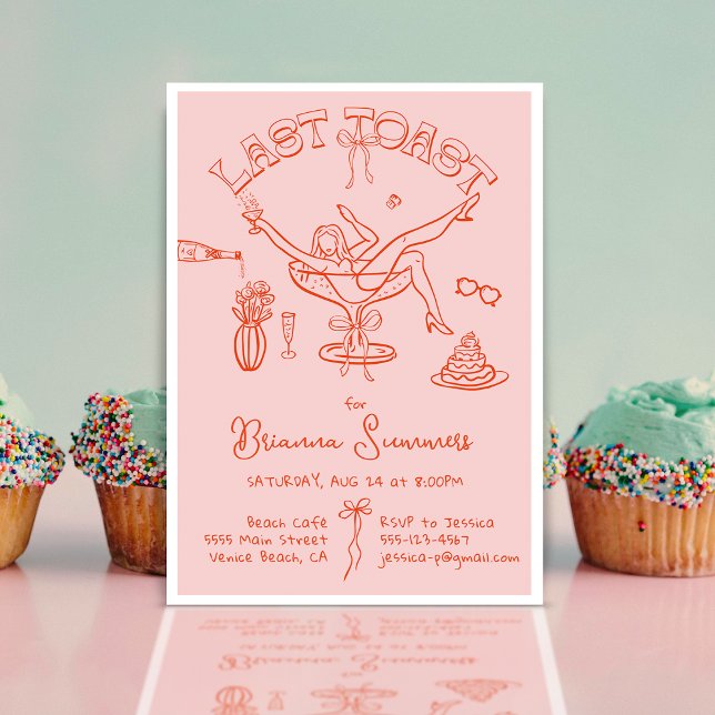 Hand drawn Bachelorette Last Toast Party Invitation (Creator Uploaded)