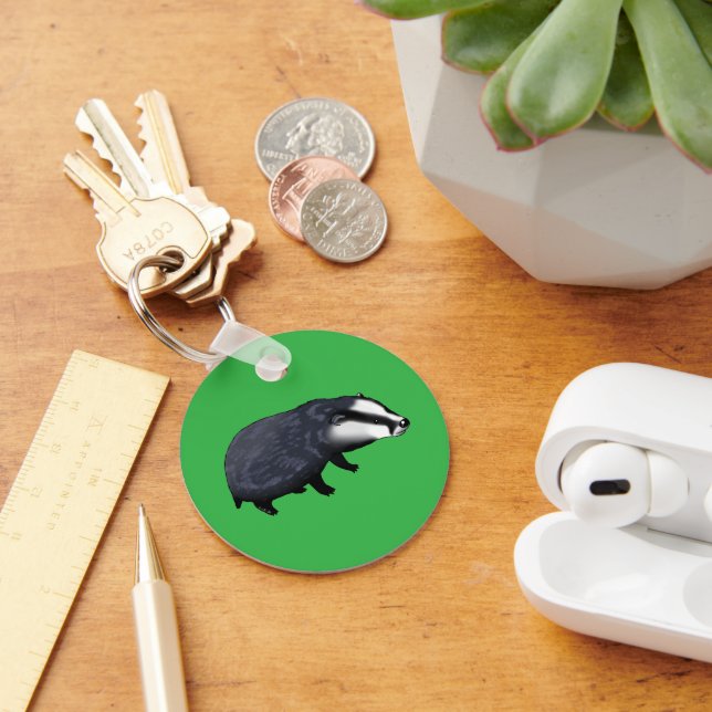 Hand Drawn Badger Illustration Design Keychain (Desk)