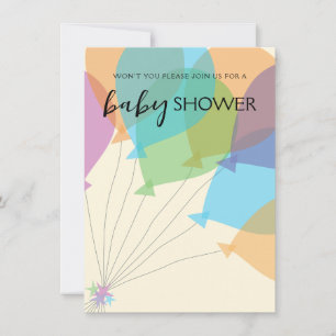 Hand Drawn Balloon Baby Shower Invitation Template