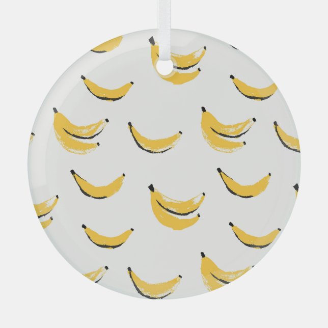 Hand-drawn bananas, stylish seamless pattern. glass ornament (Front)