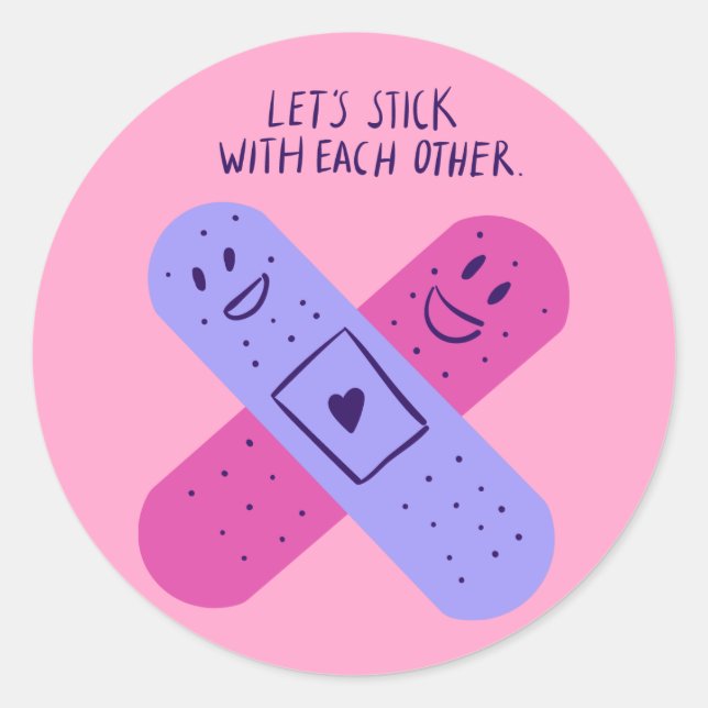 Hand-drawn Band-aid Corny Pun Classic Round Sticker (Front)